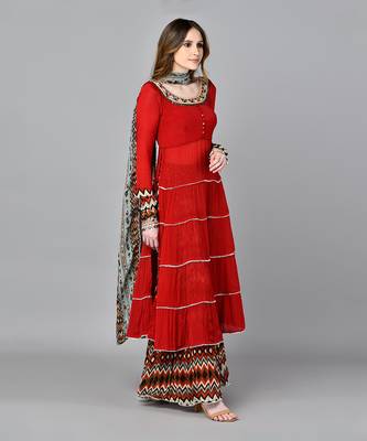 Red Neo Tribal Layered Dress 2