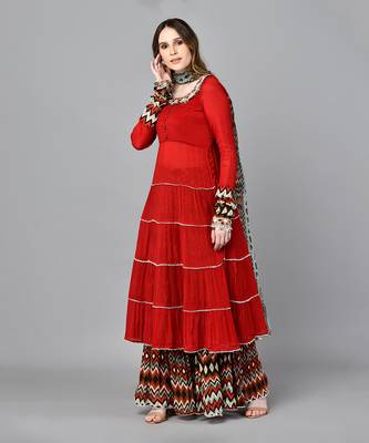 Red Neo Tribal Layered Dress 3
