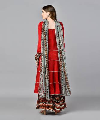 Red Neo Tribal Layered Dress 4