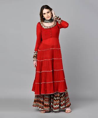 Red Neo Tribal Layered Dress 5