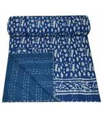 100% Cotton Floral Kantha Quilt Handmade Quilt Throw Printed Blanket Bedspread Twin 90x60 Inch