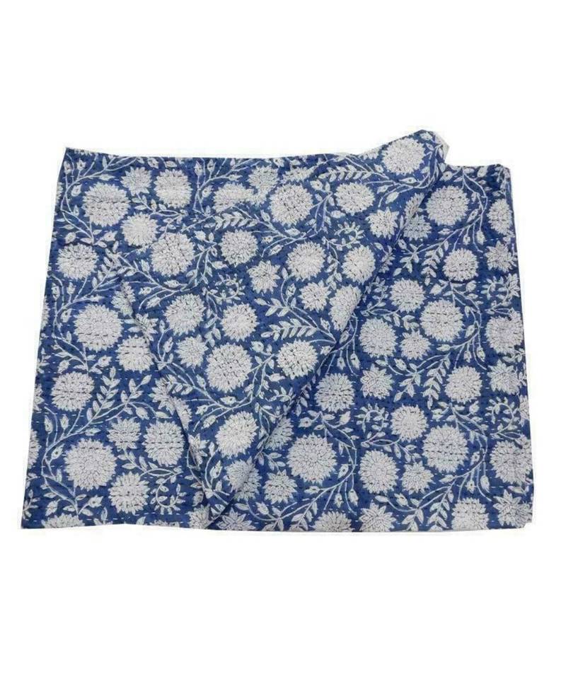 Handmade Silk Kantha Quilt Throw Blanket Bedspread Handmade Vintage Kantha Quilt Twin 90x60 Inch