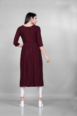 Wine embroidered rayon ethnic-kurtis 2