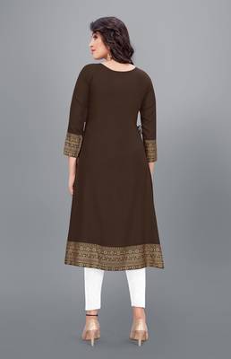 Coffee printed rayon ethnic-kurtis 4