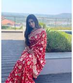 MAHATI Red  hand_woven silk  sarees with blouse