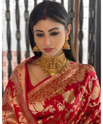 MAHATI Red  hand_woven silk  sarees with blouse 4