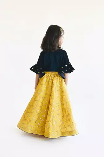 Yellow Printed Lehenga Choli And Organza Dupatta