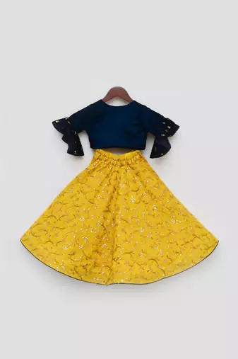 Yellow Printed Lehenga Choli And Organza Dupatta