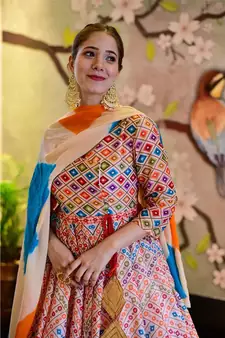 Everywhere Designer OffWhite with Multi Silk Cotton Stitched Suit With Dupatta
