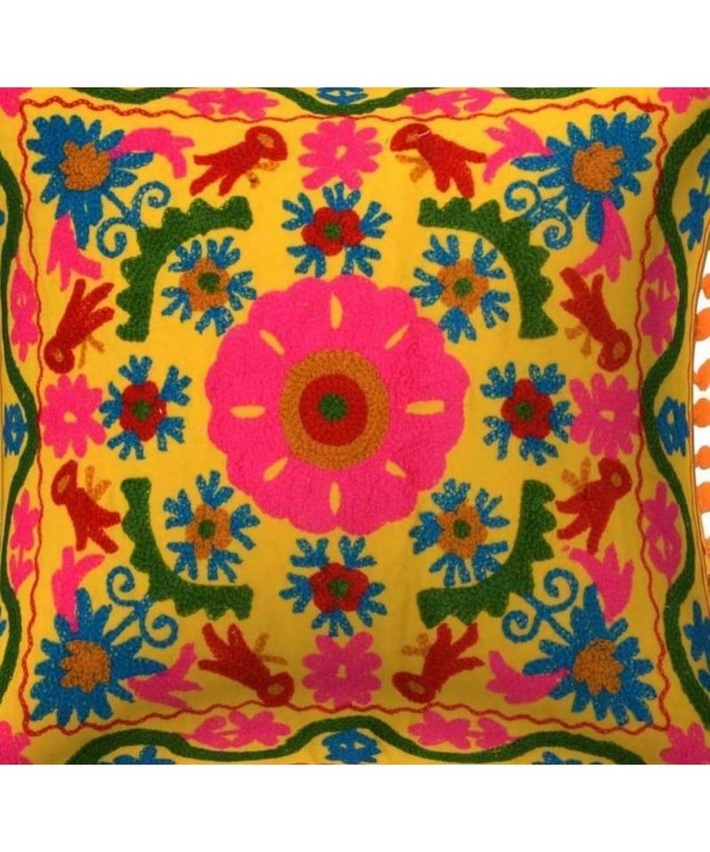 Green Round Floor Pillow Cushion Cover Vintage Bohemian Patchwork