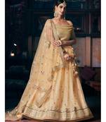 Wedding Designer Sequene Zari Resham embroidery Cream Net  Lahengha Choli