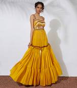 Yellow Sharara With Embroidered Bustier Choli