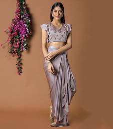 Coffee Draped Skirt & Crop Top Set