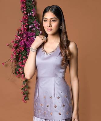 Coffee Short Kurta & Dhoti Skirt Set 2