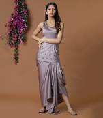 Coffee Short Kurta & Dhoti Skirt Set