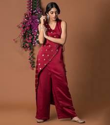 Red Overlap Kurta & Pants Set