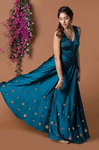 Teal Flared Jumpsuit