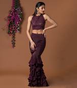 Wine Crop Top & Ruffle Skirt Set