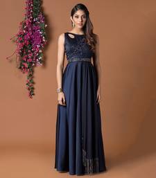 Navy Blue Draped Gown