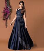 Navy Blue Draped Gown