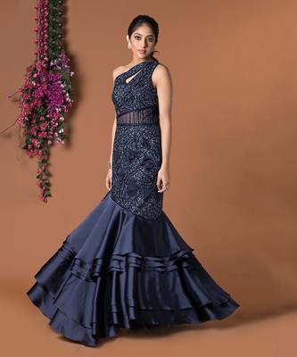 Navy Blue Fischut Layered Gown 2