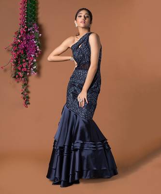 Navy Blue Fischut Layered Gown 1