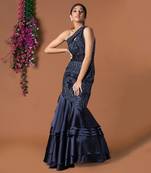 Navy Blue Fischut Layered Gown