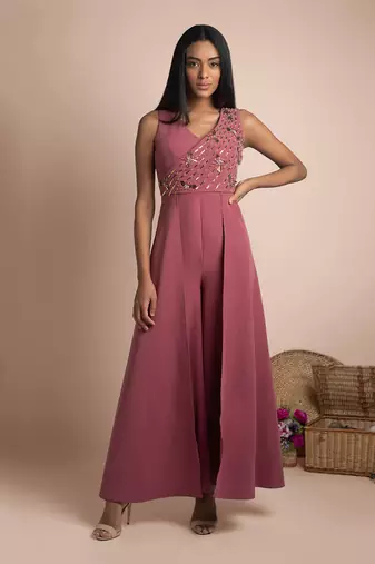 Rose Pink Jumpsuit Gown