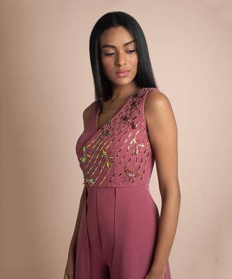 Rose Pink Jumpsuit Gown 3