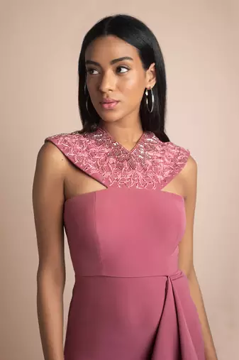 Rose Pink Draped Gown