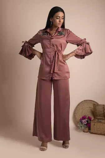 Rose Pink Pants And Shirt Co Ord Set