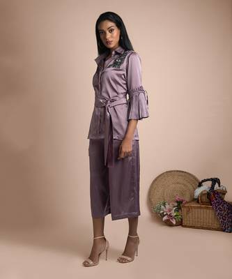 Purple Shirt And Cullotes Co Ord Set 2