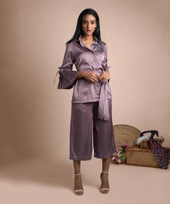Purple Shirt And Cullotes Co Ord Set 1