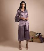 Purple Shirt And Cullotes Co Ord Set
