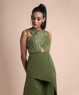Green Jacket Top With Pants Set 3