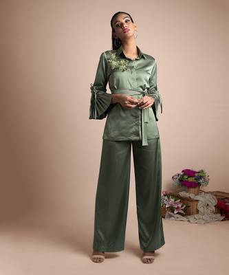 Green Pants And Shirt Co Ord Set 1