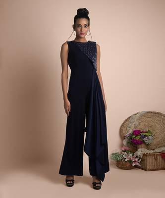 Blue Draped Jumpsuit 2