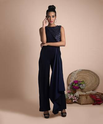 Blue Draped Jumpsuit 1