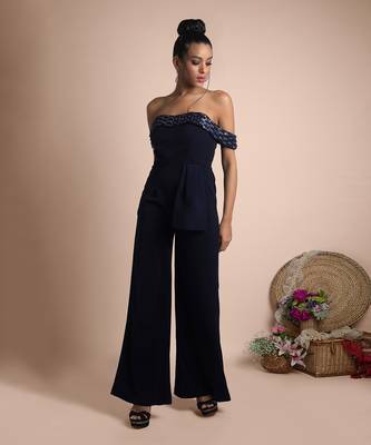 Blue Draped Jumpsuit 1