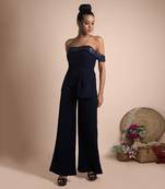 Blue Draped Jumpsuit