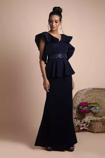Blue Ruffle Gown