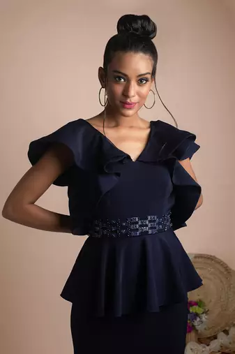 Blue Ruffle Gown