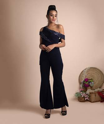 Blue Jacket Top And Bell Bottoms Co Ord Set 1