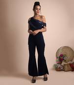 Blue Jacket Top And Bell Bottoms Co Ord Set