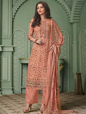 Peach printed cotton salwar 1