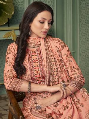 Peach printed cotton salwar 2