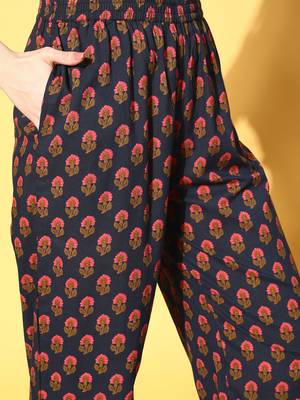 Navy-blue printed cotton ethnic-kurtis 5