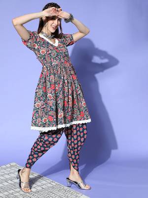Blue printed cotton ethnic-kurtis 2