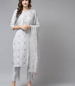 Grey printed cotton ethnic-kurtis