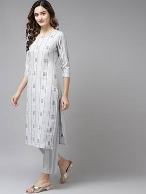 Grey printed cotton ethnic-kurtis 2